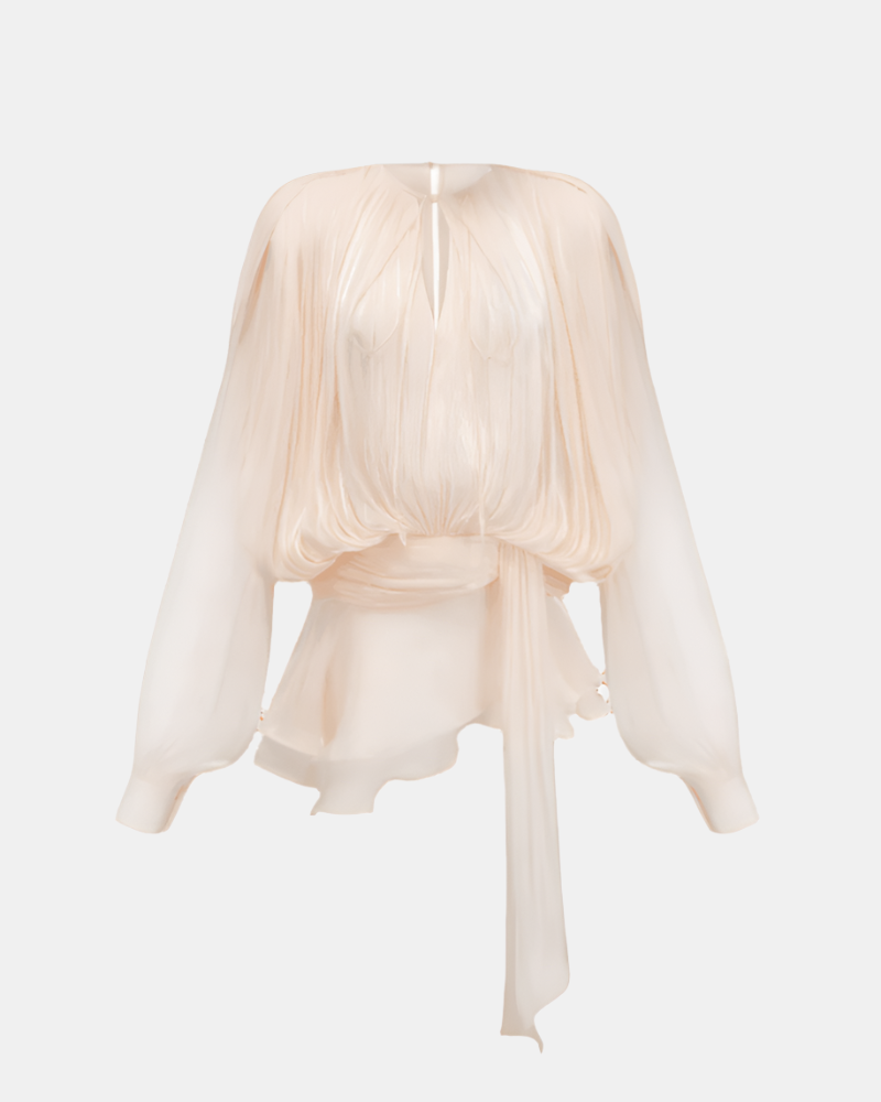 Elegantes Plissee-Kleid mit Gürtel – Chiffon Look für Damen - Miraee Paris
