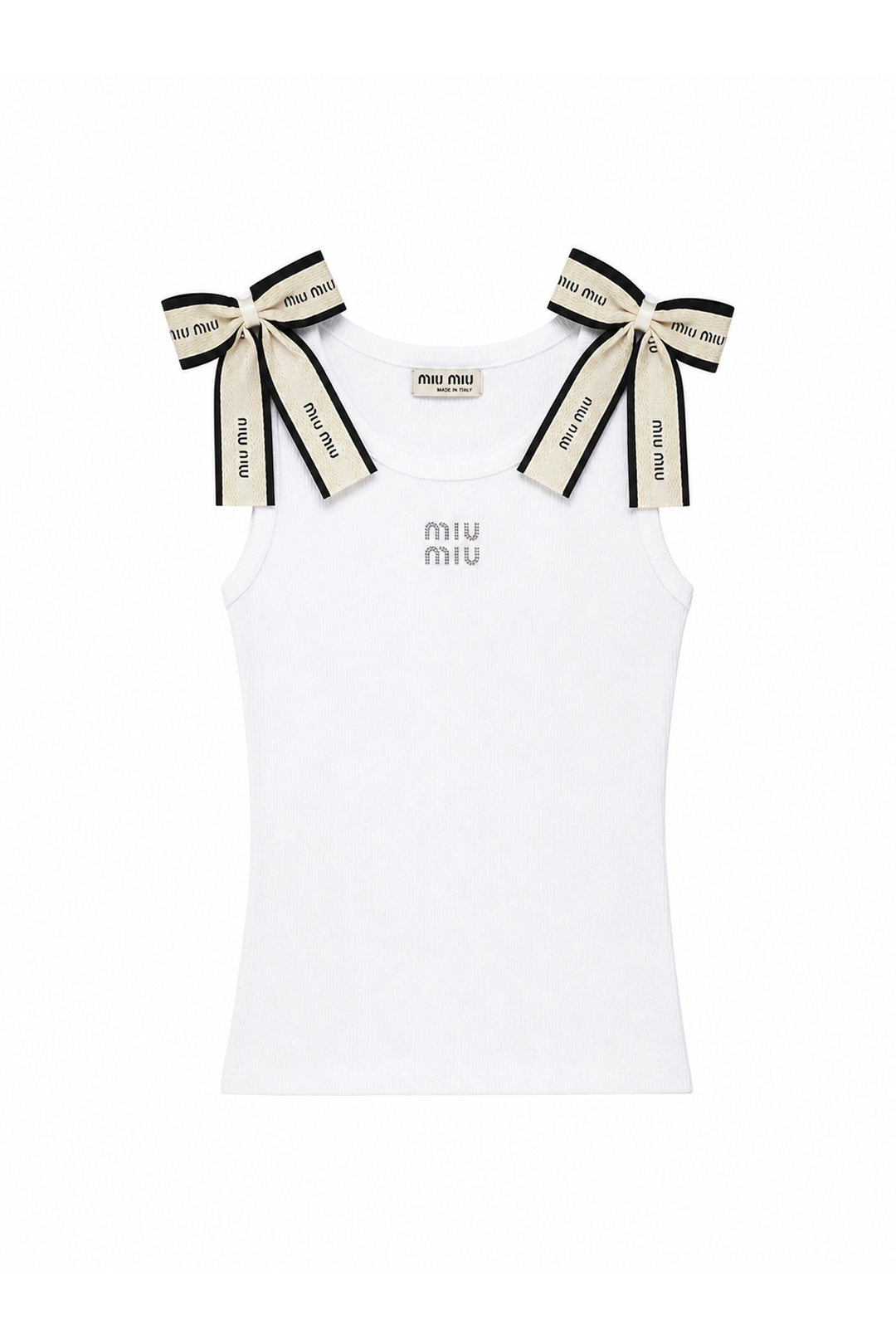 Tanktop „Mila“ – Figurbetontes Ripp-Top mit Zierschleifen