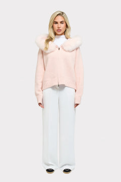 BELAMY – Damen-Kapuzenpullover mit Kunstfellbesatz – Produktansicht | MIRAÉE PARIS