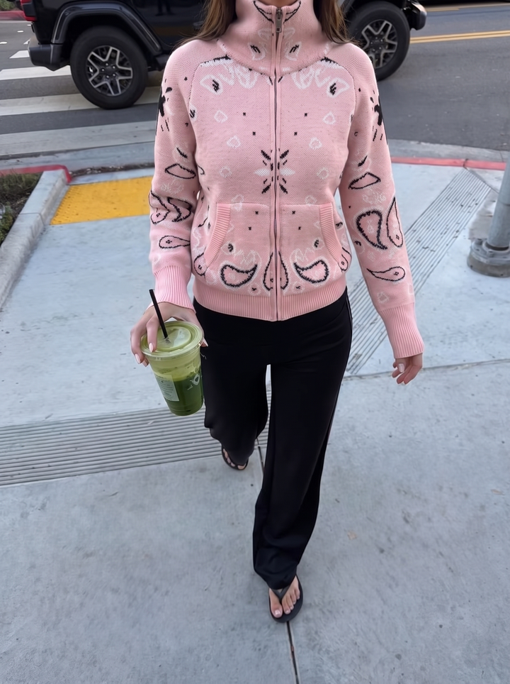 COLETTE Jacquard-Strickcardigan in Rosa | MIRAÉE PARIS
