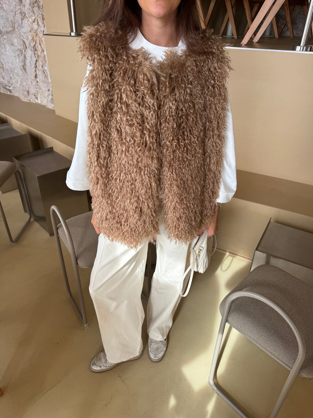 Miraée Paris Oversized Faux Fur Weste – Schwarze Statement Weste für Damen