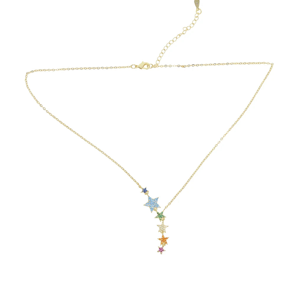 STELLA Rainbow Star Necklace – Mehrlagige Choker Halskette