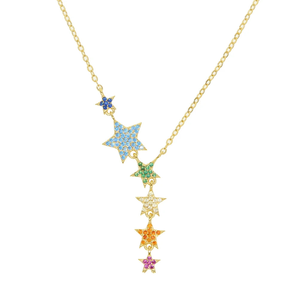 STELLA Rainbow Star Necklace – Mehrlagige Choker Halskette