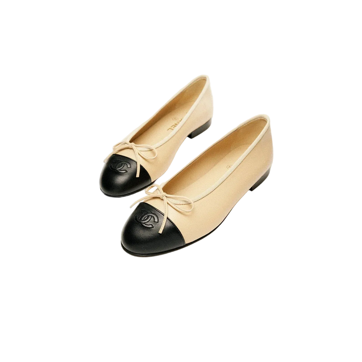 Camille Ballerina – Elegante Damen-Ballerinas in Beige & Schwarz | Miraee Paris