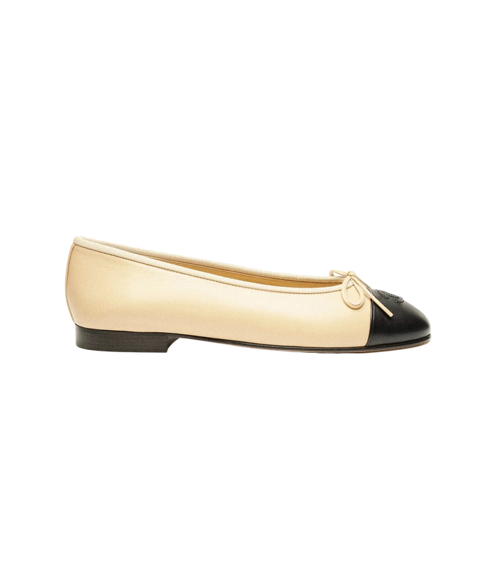 Camille Ballerina – Elegante Damen-Ballerinas in Beige & Schwarz | Miraee Paris