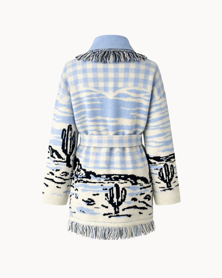 SIENNA hellblaue Wolljacke – Produkt Rückenansicht