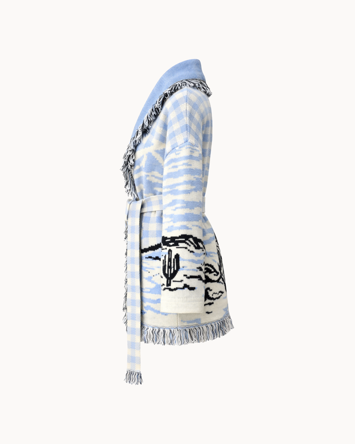 SIENNA hellblaue Wolljacke – Produkt Seitenansicht