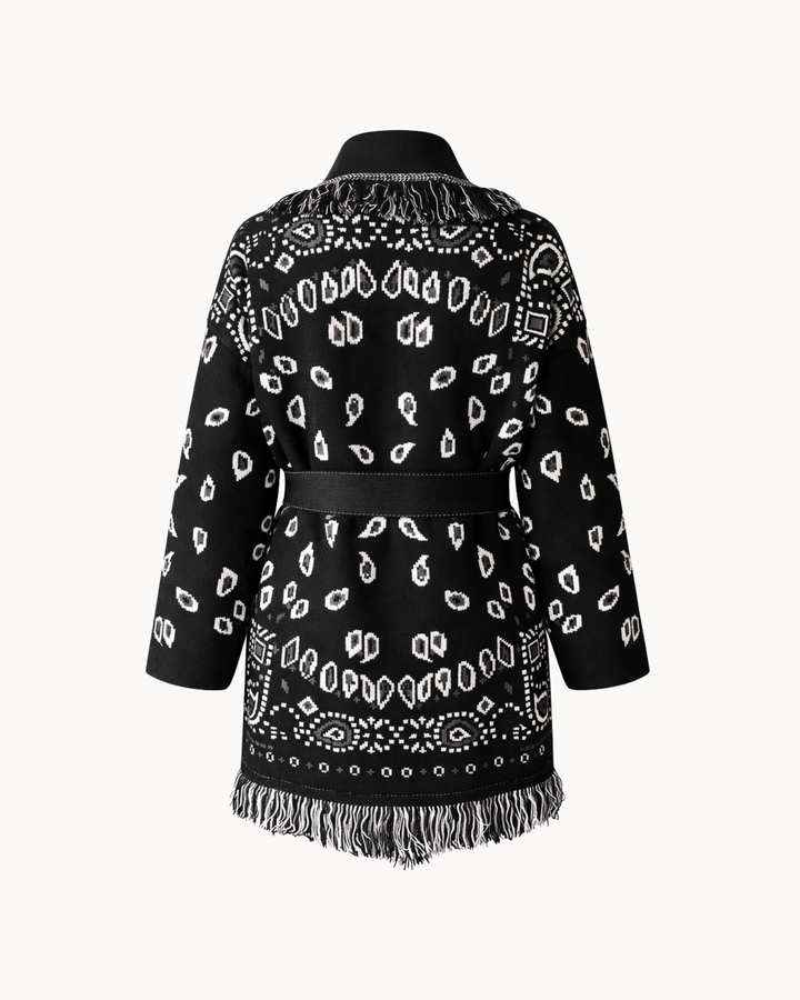 SIENNA schwarze Wolljacke – Produkt Rückenansicht