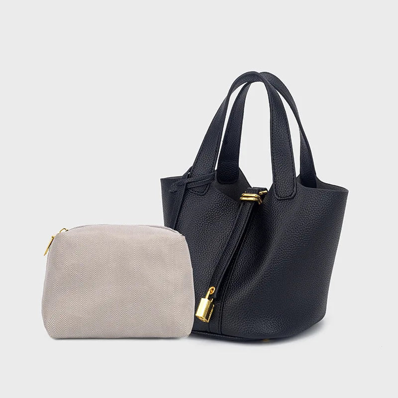 ROSA – Klassische Bucket Bag aus veganem Kunstleder