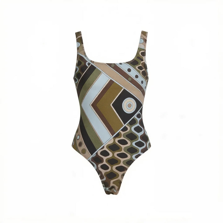 Vintage Print Long Sleeve Swimsuit Set