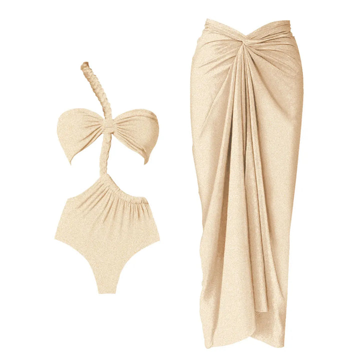 Sophia One-Shoulder Bikini Set – Elegantes Damen-Badeoutfit mit Rüschen & Cover-Up