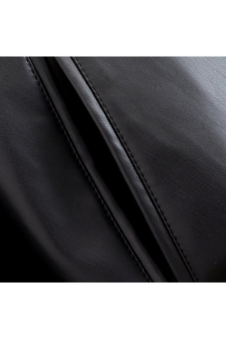 AMARA Vintage Damen Trenchcoat – Schwarze Kunstleder Jacke mit Gürtel