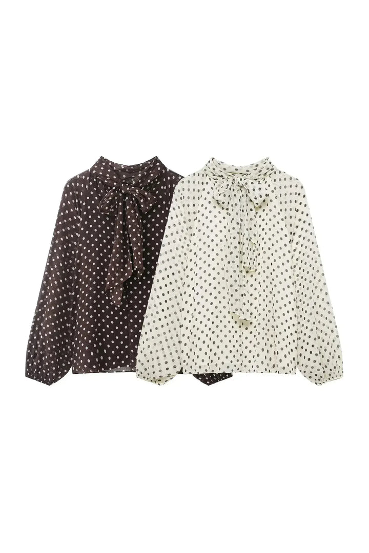 Camille Chic Blouse – Polka Dot Bluse mit Schleifen-Detail