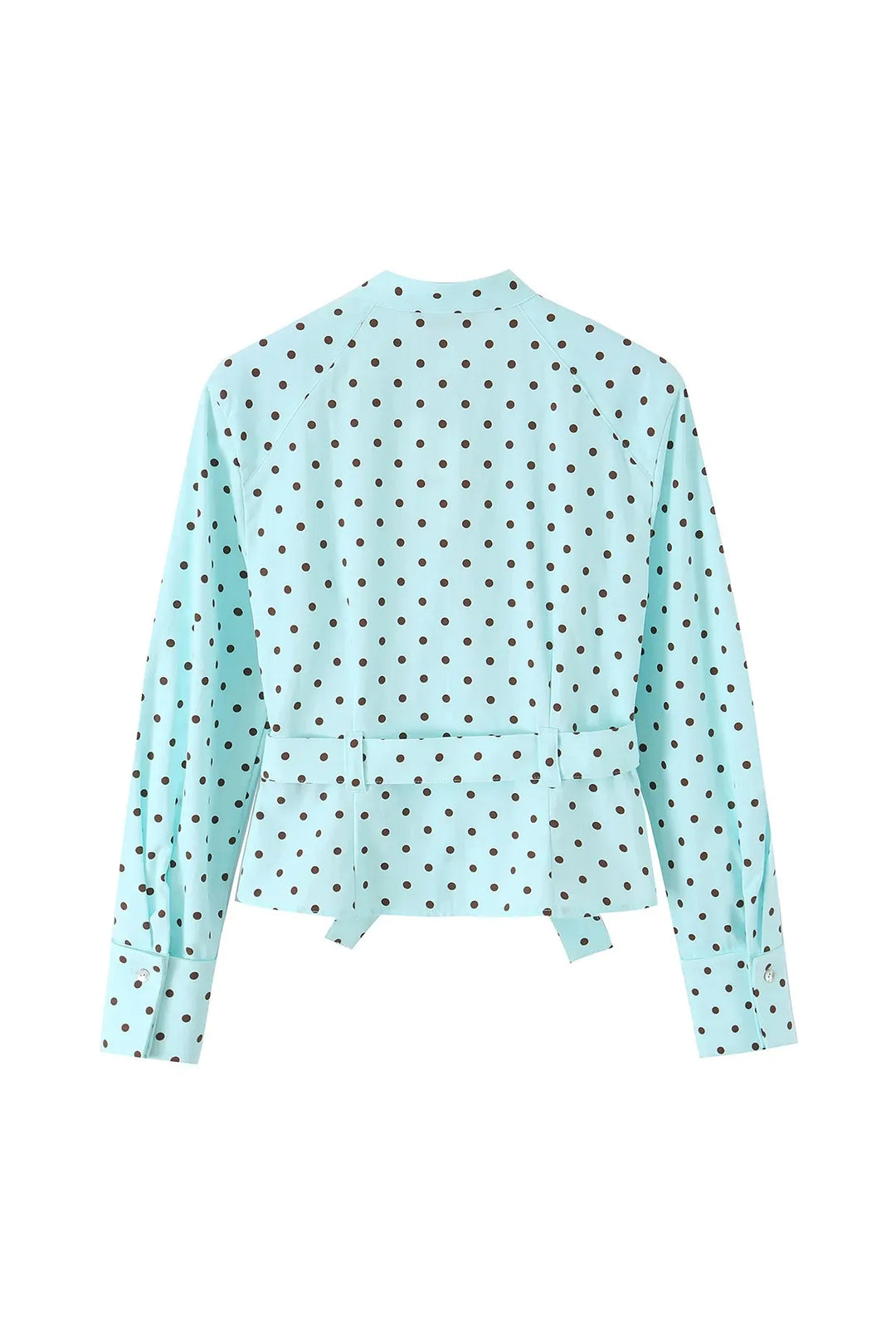 HH 2026 Spring Summer French Polka Dot 2 Piece Set Women Belted Long Sleeve Shirt Shorts Elegant Casual Business Outfit