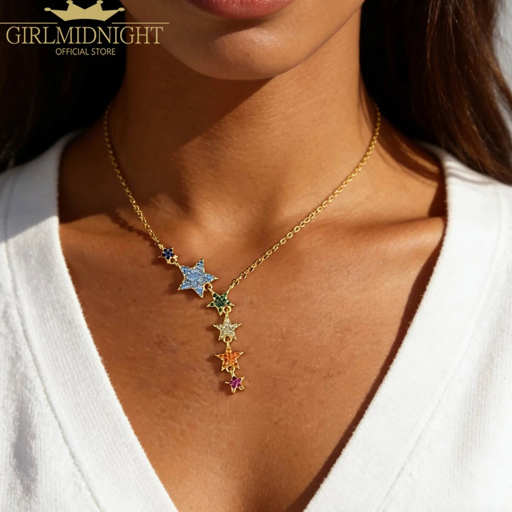 STELLA Rainbow Star Necklace – Mehrlagige Choker Halskette