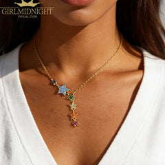 STELLA Rainbow Star Necklace – Mehrlagige Choker Halskette – Produktansicht 4 | MIRAÉE PARIS