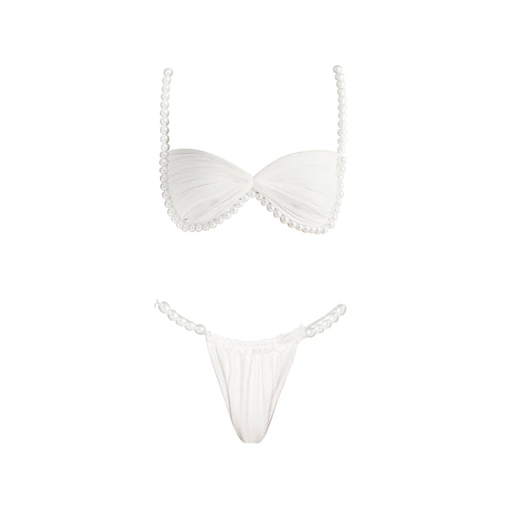 Mia Beads Bikini Set – Sexy 3-teiliges Damen-Badeoutfit mit Mesh-Rock & Cover-Up