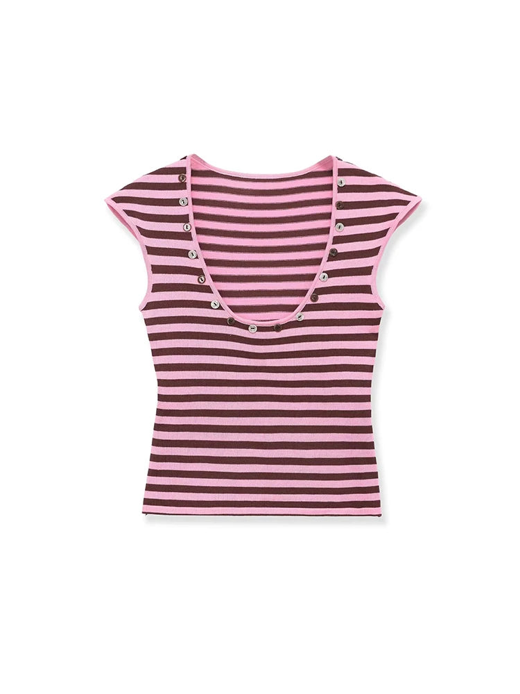 Clémence Strick-Zweiteiler – Gestreiftes Top & Shorts