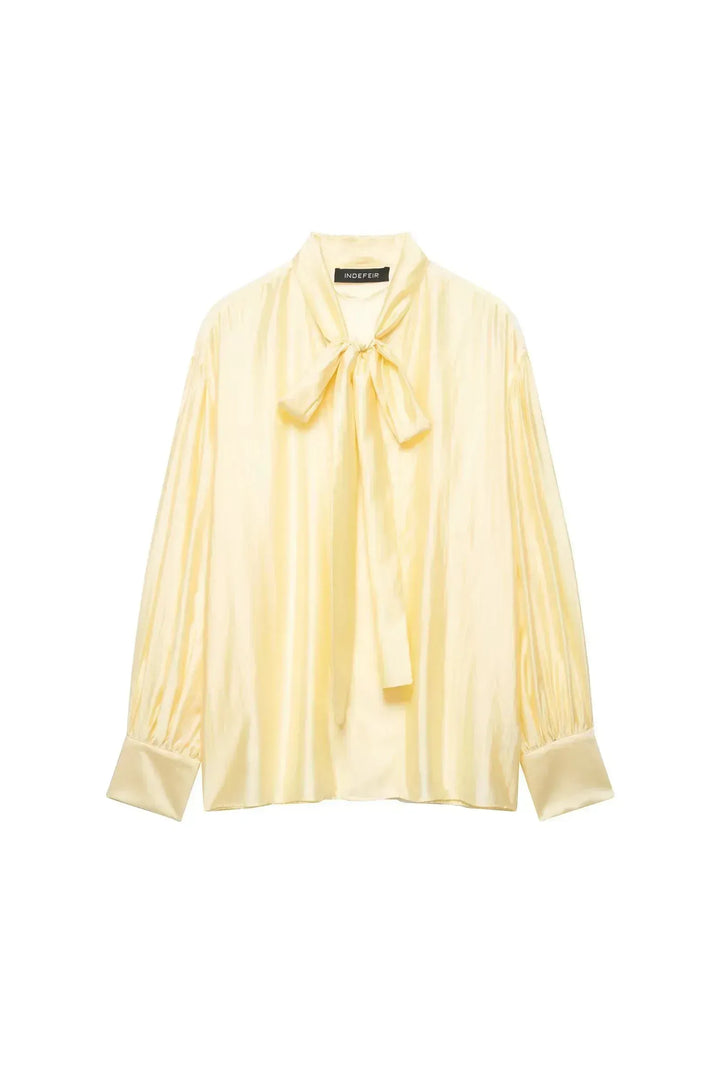 Amélie Satin Blouse – Elegante Damenbluse mit Schleifen‑Detail