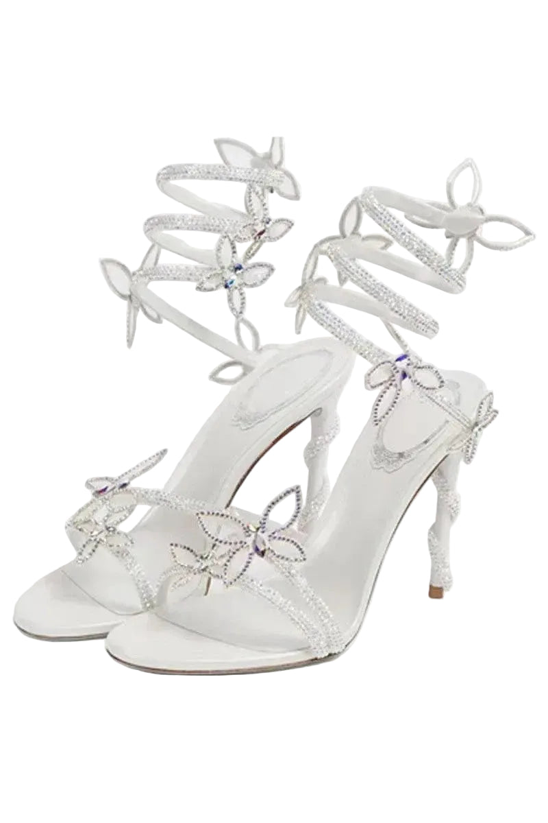 Crystal Flower High Heel Sandals – Elegant Glamour