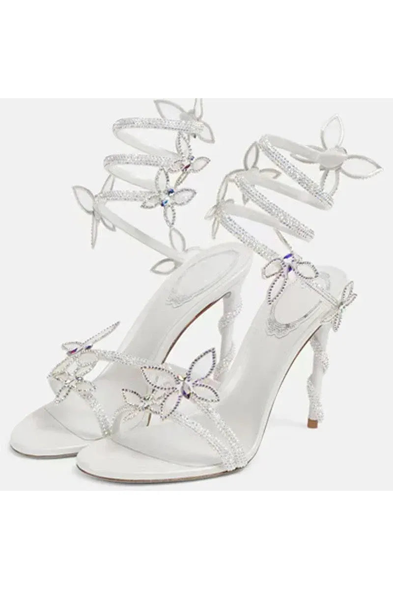 Crystal Flower High Heel Sandals – Elegant Glamour
