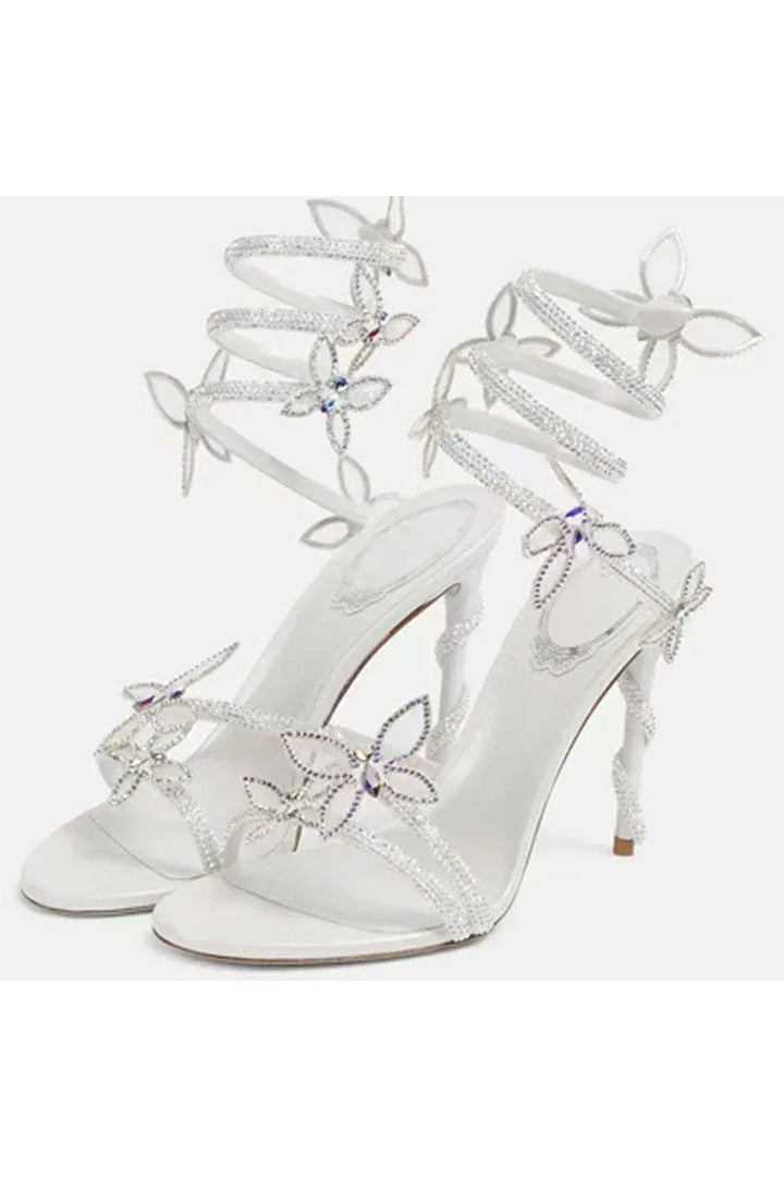 Crystal Flower High Heel Sandals – Elegant Glamour