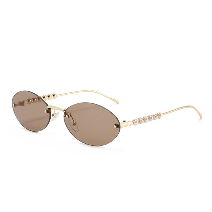 Rimless Oval Metal Sun Glasses Women Men Exquisite Sun Glasses Daily Leisure Eyeglasses Lady Man UV400 Protective Glasses