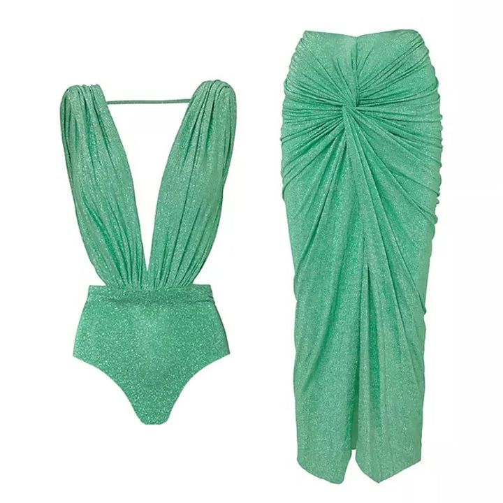 Isabella Glitter Bikini Set – Sexy 2-teiliges Damen-Badeoutfit mit Halter-Neck