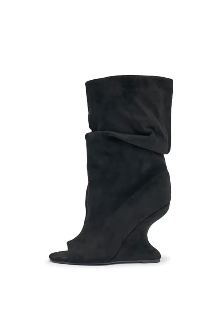 European AndAmerican Hot Girls with Pleated Pile Sleeves,fish Mouth Cool Boots,women's Fashion, Big Tube,sloping Andknight Boots