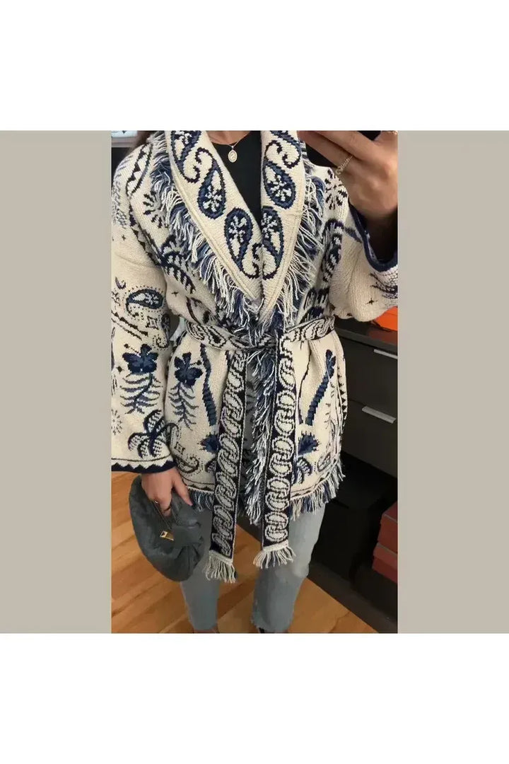Amelie Boho Chic – Damen Strickjacke mit Quasten