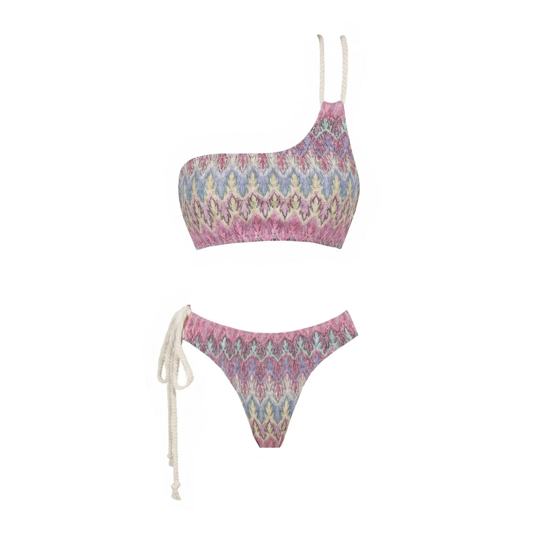 Crochet Printed 3-Piece Bikini Set
