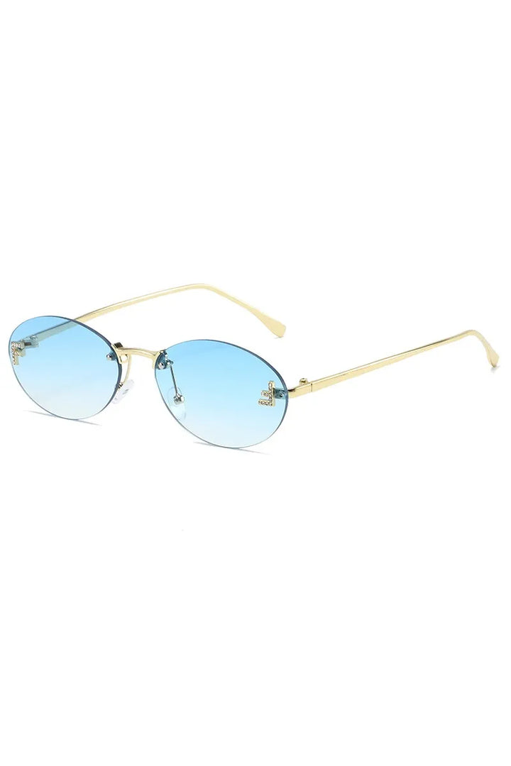 EMILIA - Randlose Sonnenbrille mit Diamant-Buchstabe