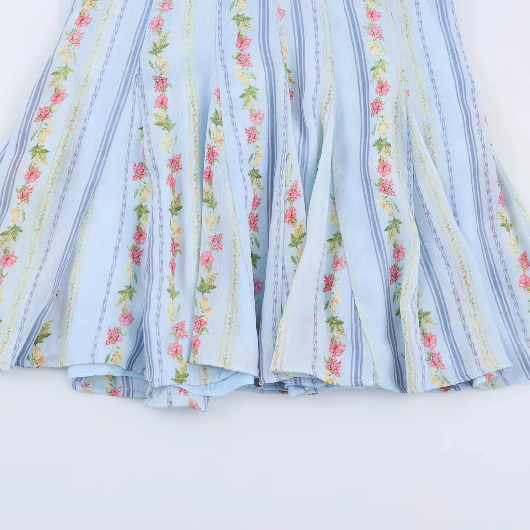 Camille – Vintage Floral Halter Mini Kleid