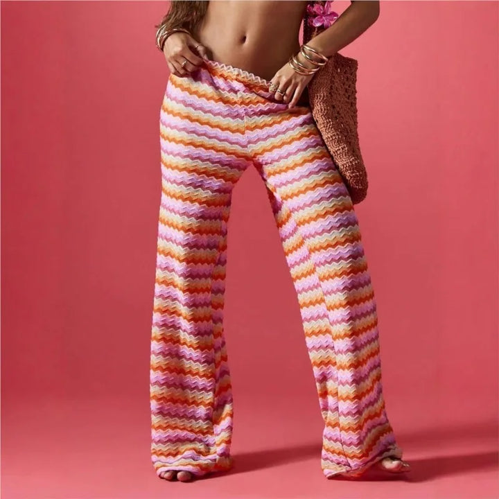 Boho Paisley Palazzo Hose – High Waist Wide Leg Sommerhose