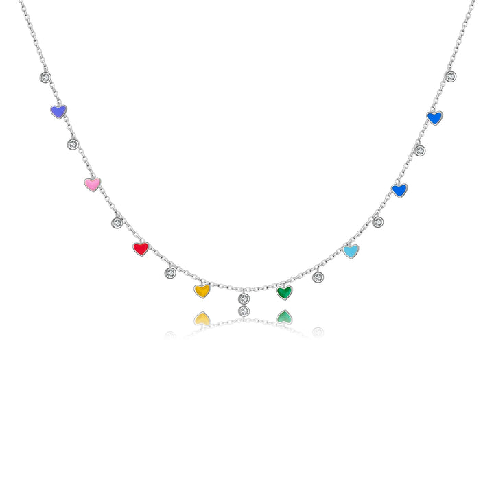 Rainbow Heart Choker Necklace