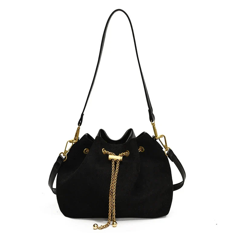 LENA – Weiche Crossbody Bucket Bag aus Kunstwildleder