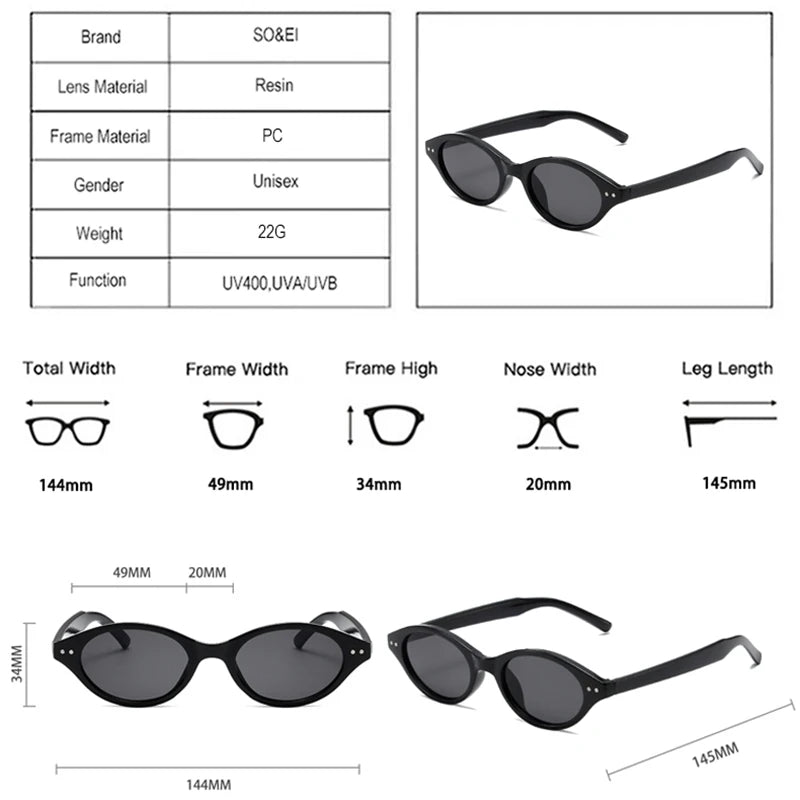 NOIRÉ Oval Sunglasses – Retro UV400 Sonnenbrille