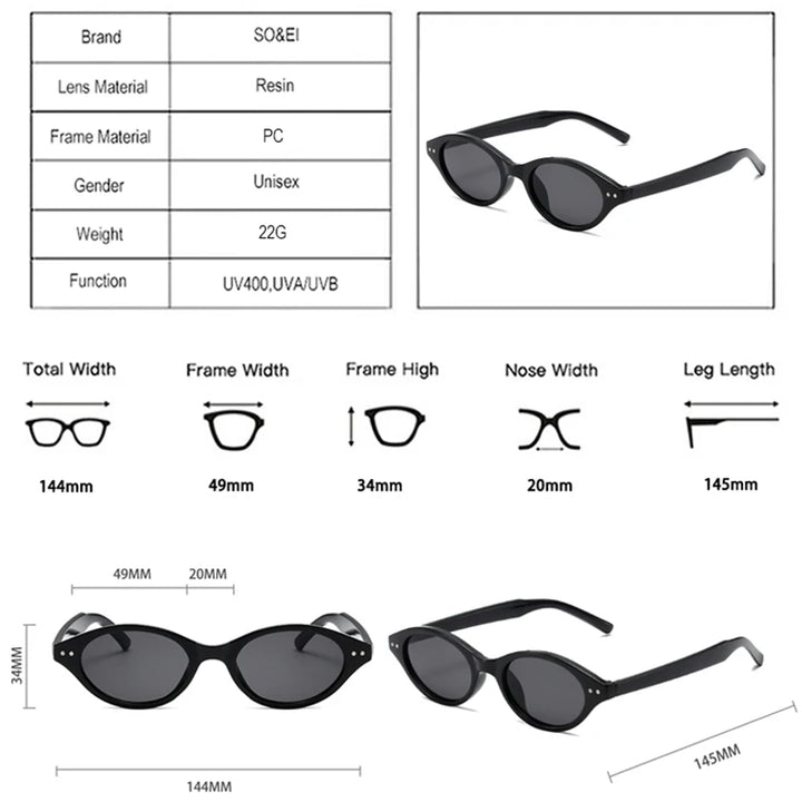 NOIRÉ Oval Sunglasses – Retro UV400 Sonnenbrille