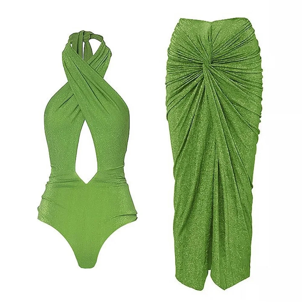 Isabella Glitter Bikini Set – Sexy 2-teiliges Damen-Badeoutfit mit Halter-Neck