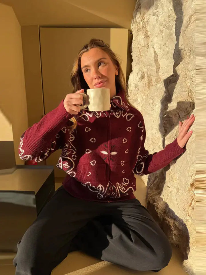 COLETTE – Jacquard-Strickcardigan mit Stehkragen – Produktansicht 3 | MIRAÉE PARIS