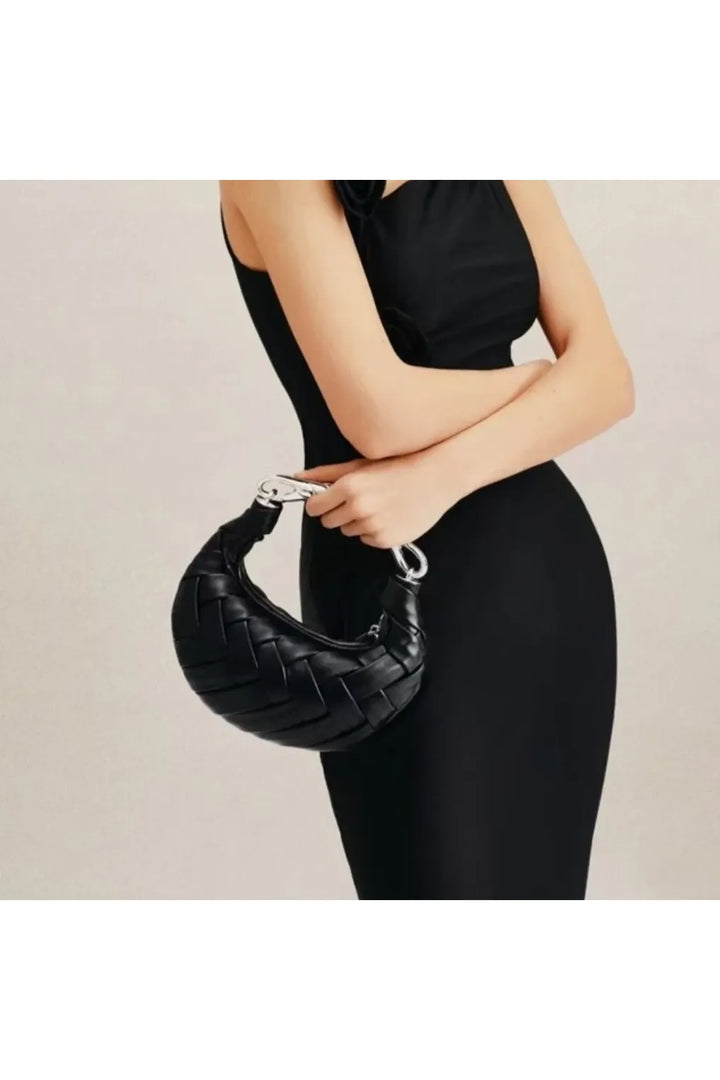 Woven Metal Handle Bag – Elegant Statement Handbag