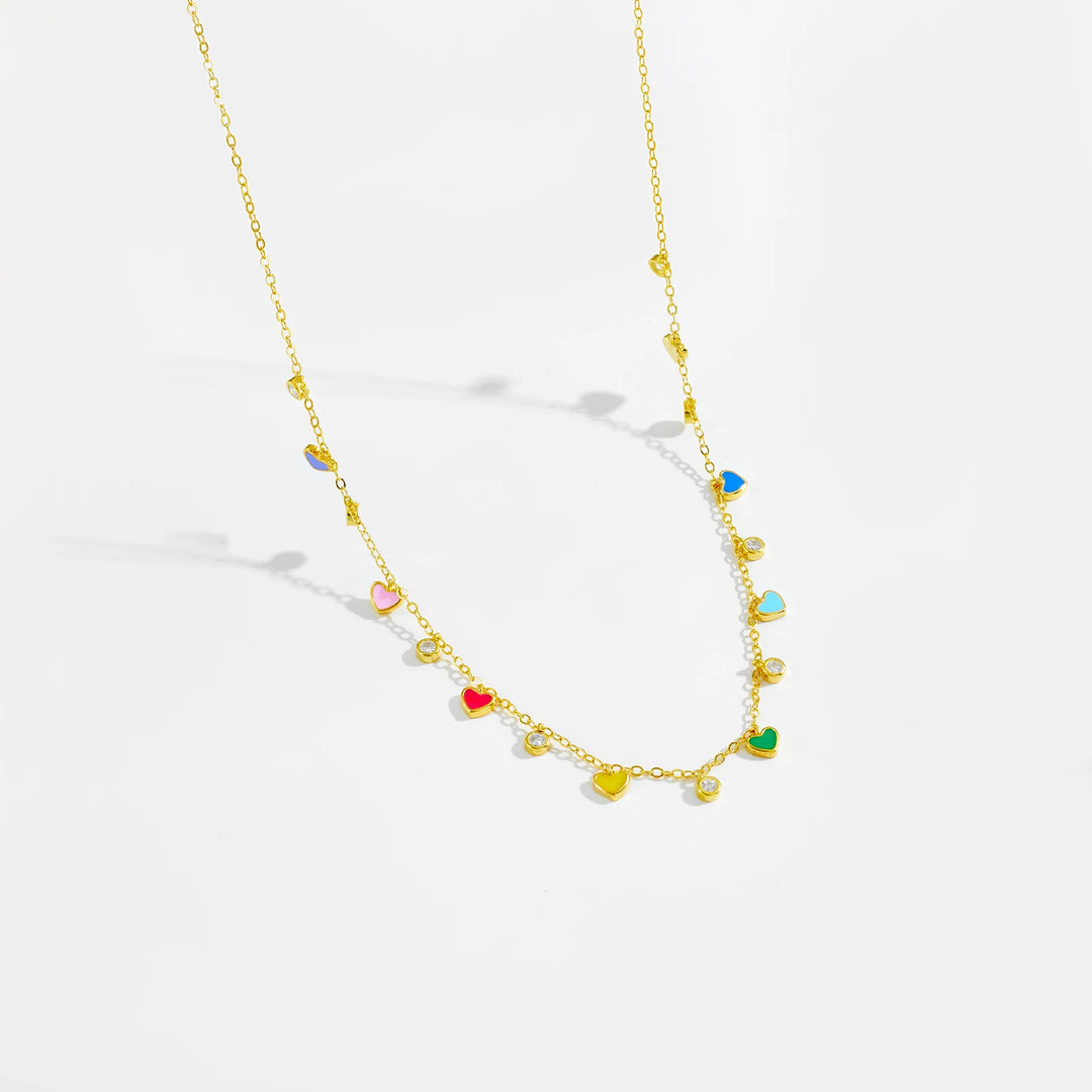 Rainbow Heart Choker Necklace