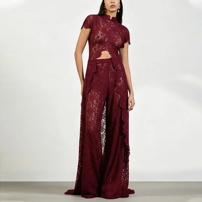 Valentina Spitzen Zweiteiler – Elegantes Blusen- & Hosen Set