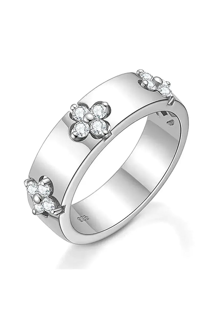 Moissanit Kleeblatt Ring – 925 Sterling Silber
