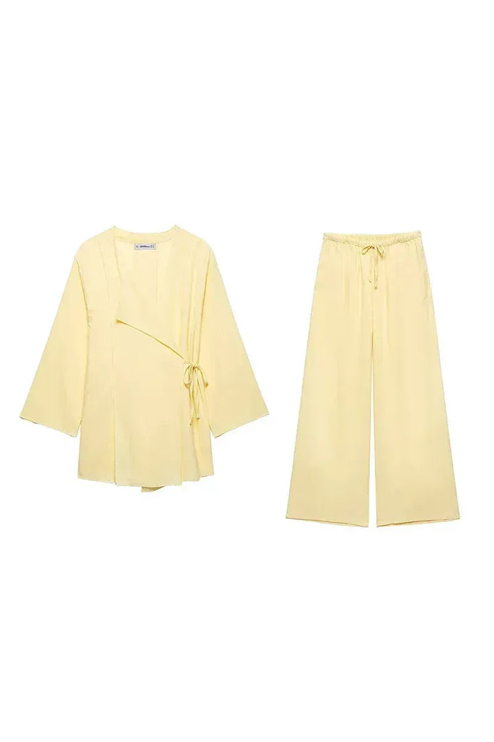 KAORI - Kimono Set – 2-Teiliges Damen Outfit mit weitem Bein