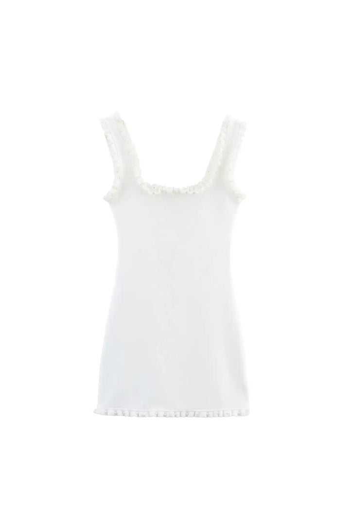 Amara – Zweifarbiges Sommerkleid mit Blumenakzent & Square Neck