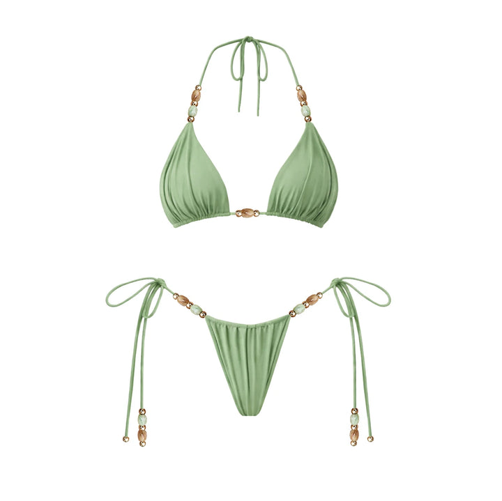 Mia Beads Bikini Set – Sexy 3-teiliges Damen-Badeoutfit mit Mesh-Rock & Cover-Up