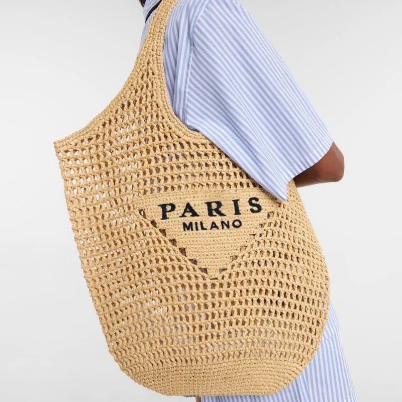 Geflochtene Raffia Strandtasche – Große Boho Shopper Tasche