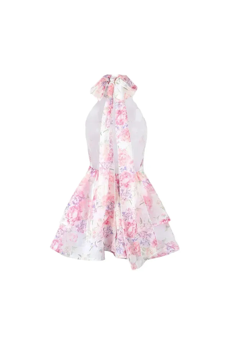 Floral Backless Mini Dress – Chic Summer Party Dress