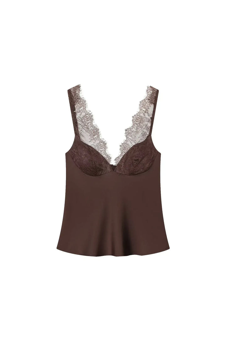 LIORA - Lace Camisole Top – Damen Spitzentop mit Herz-Ausschnitt